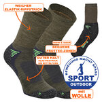 Outdoor Trekking Socken Merinowolle atmungsaktiv oliv - 2