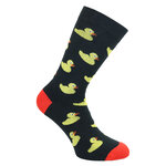 Enten-Spaß Motiv-Socken gelbe Enten auf schwarz - 1