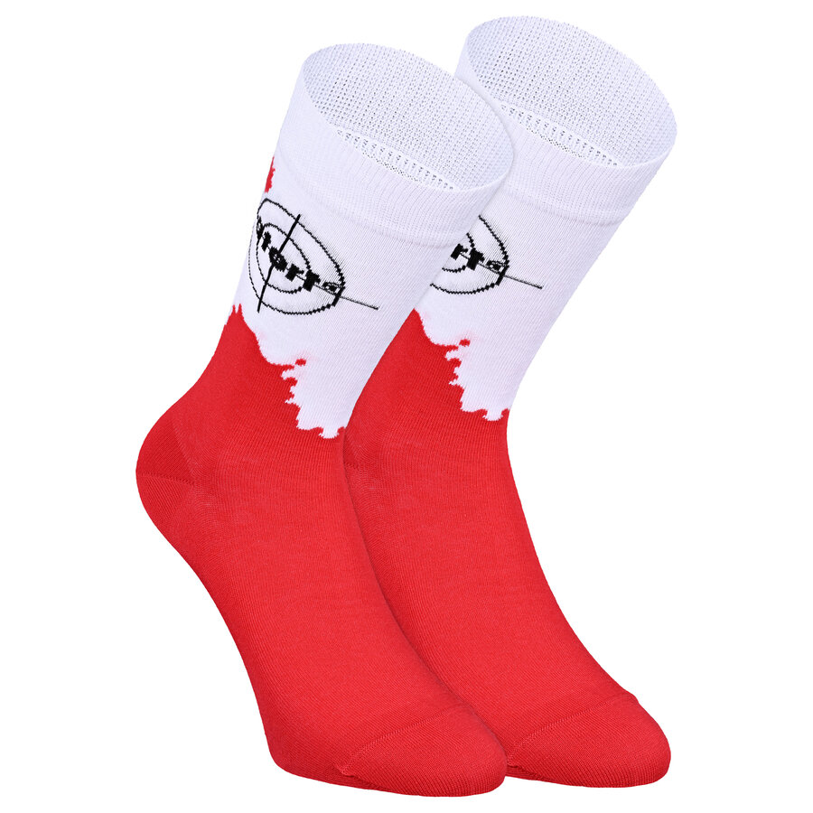 Tatort Socken Blutfleck Zielscheibe Made in Germany rot-weiß