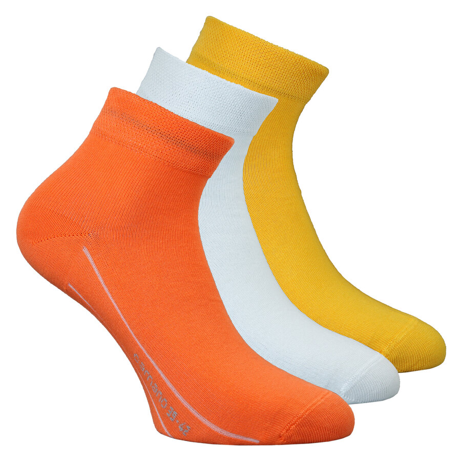 Kurzsocken ohne Gummidruck Camano orange-weiß-gelb