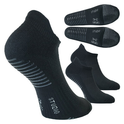 Yoga Fitness Sneakersocken Gumminoppen camano schwarz