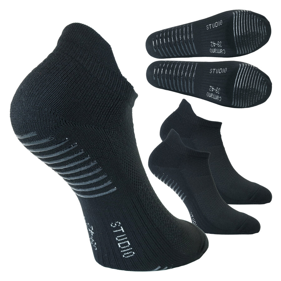 Yoga Fitness Sneakersocken Gumminoppen camano schwarz