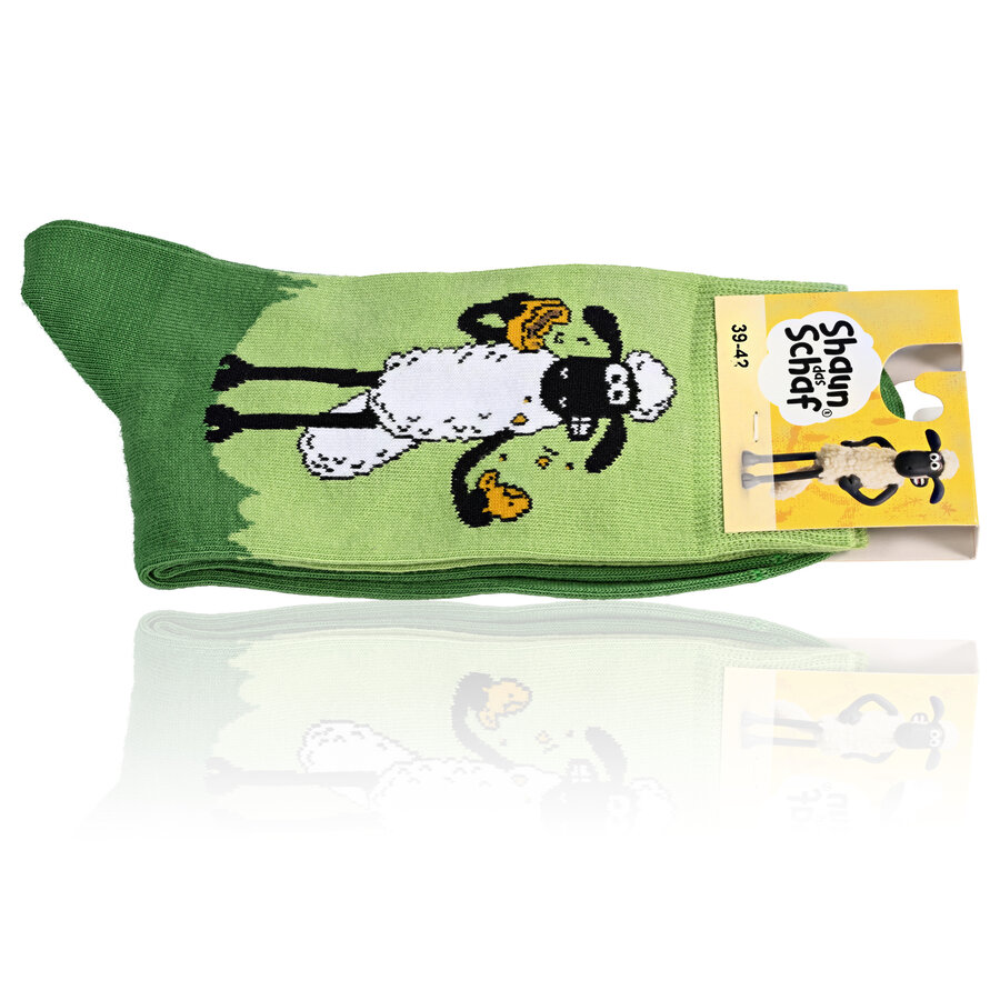 Shaun das Schaf mit Keks Socken Baumwolle Made in Germany grün - 2