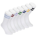 Bambus Crew Socks Tennissocken weiß bunte Ringel - 1