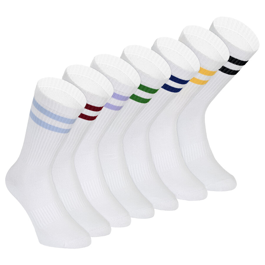 Bambus Crew Socks Tennissocken weiß bunte Ringel
