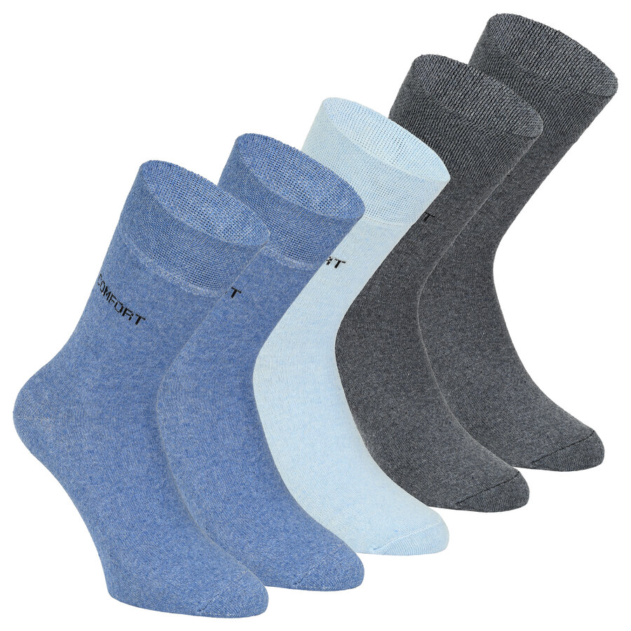 Comfort-Damensocken aus Baumwolle blau-melange-mix