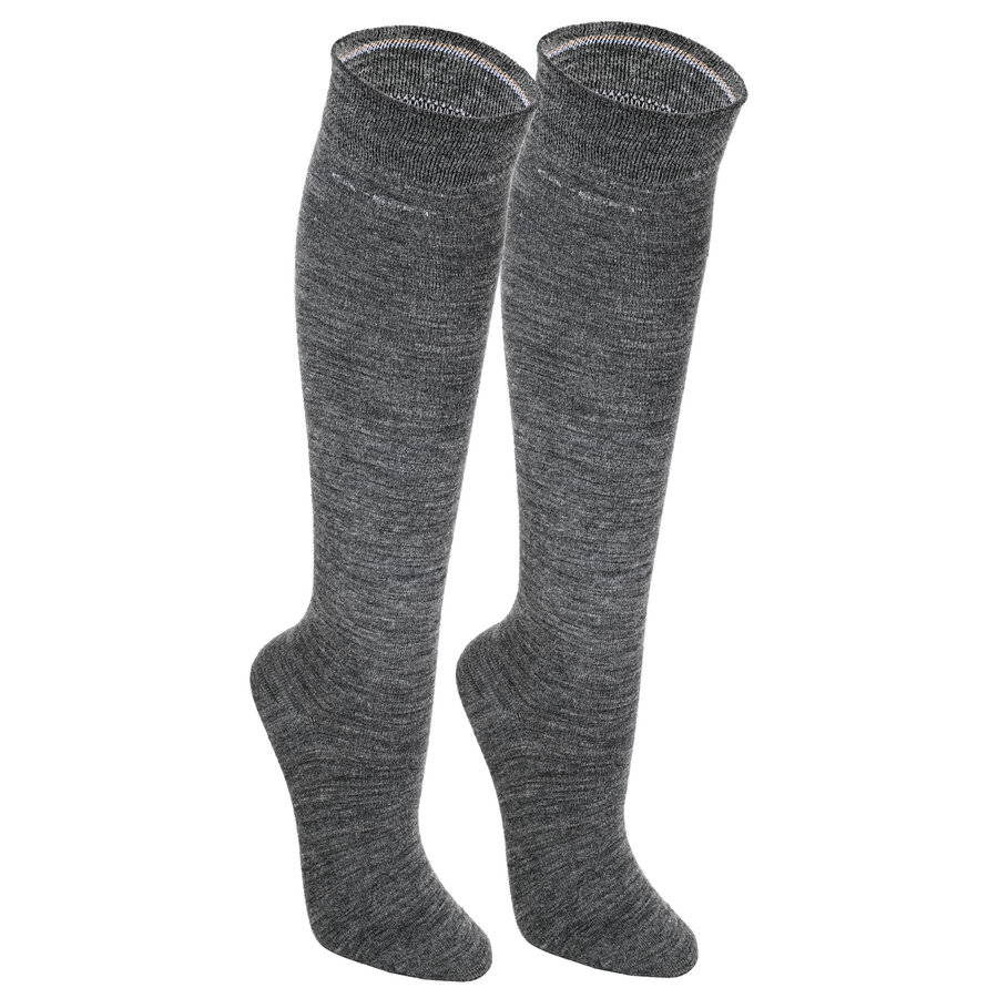 Woll-Kniestrümpfe ohne Gummidruck Camano CA-SOFT grau-melange