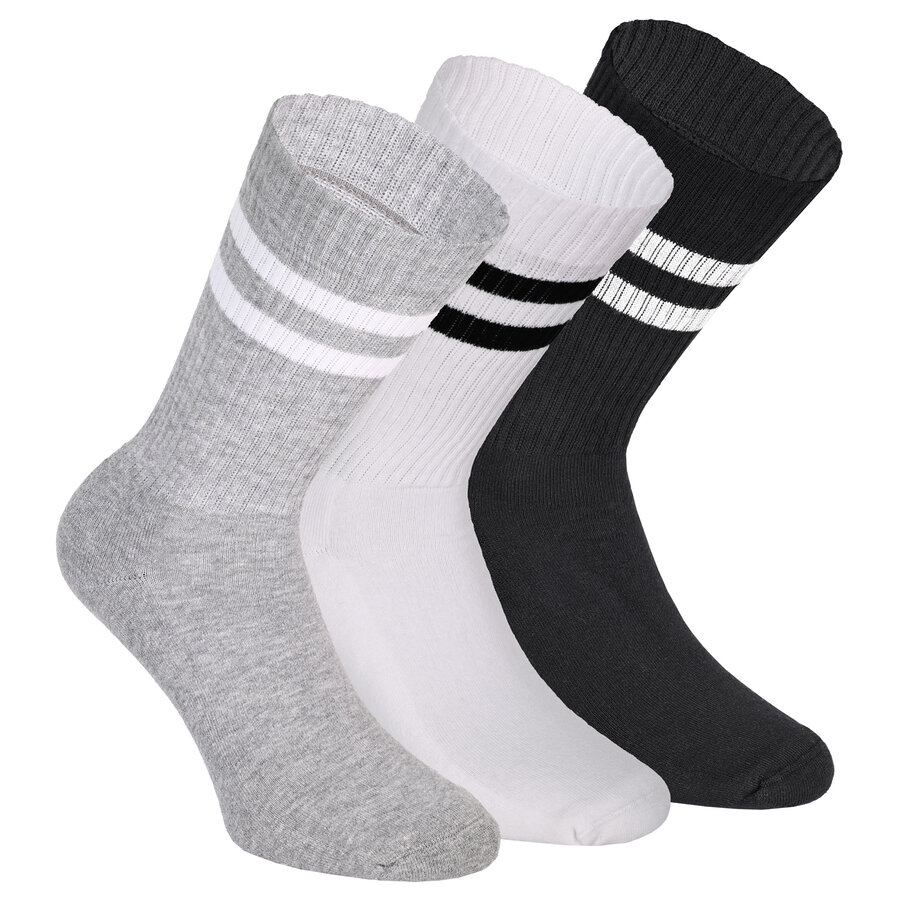 Dicke Tennis-Sportsocken Baumwolle Apollo schwarz-grau-weiß-mix