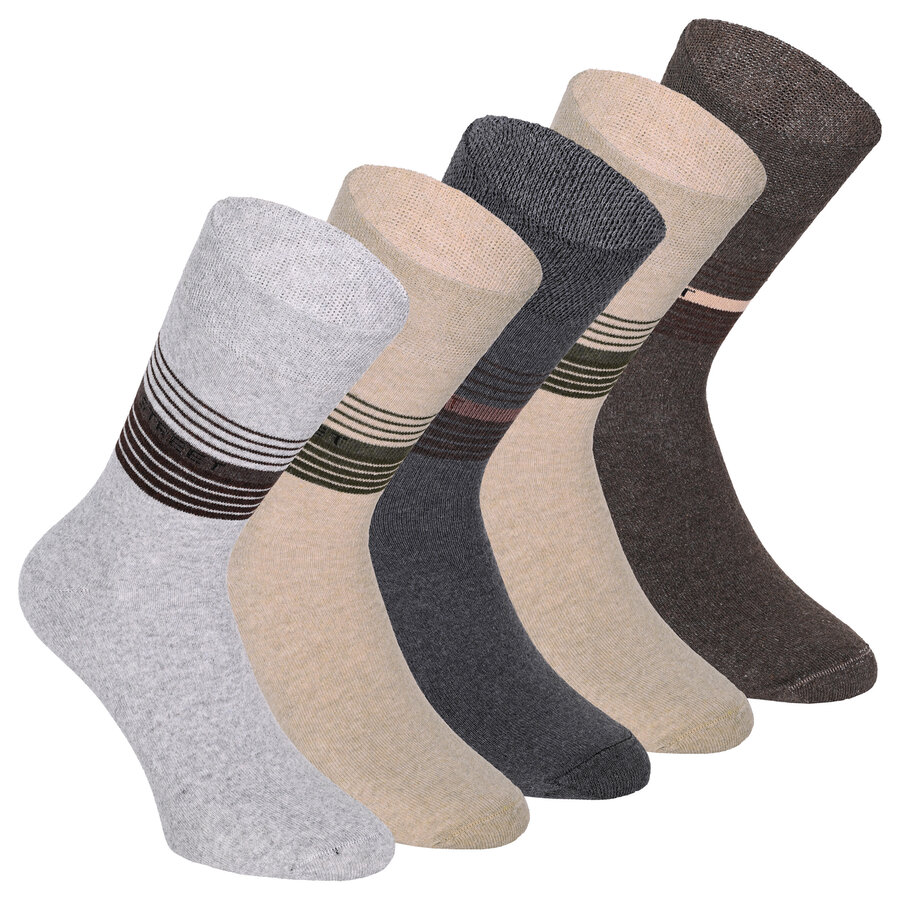 Herrensocken ohne Gummibund Baumwolle Street-Style grau-beige-melange-mix