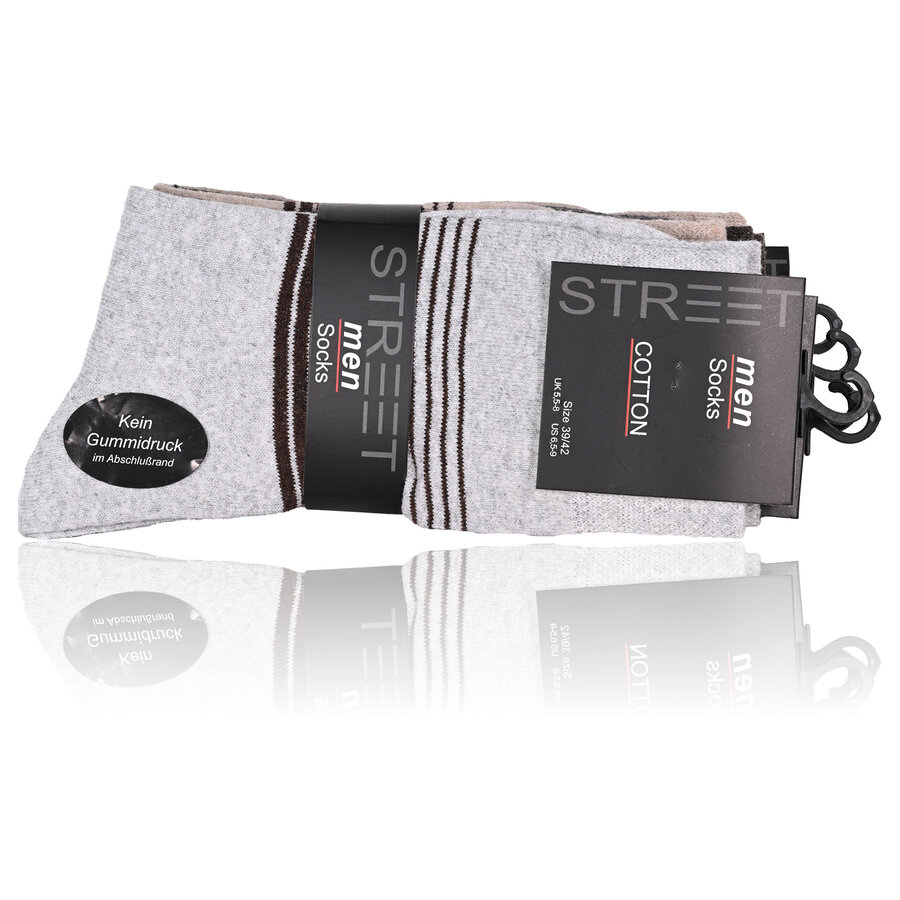Herrensocken ohne Gummibund Baumwolle Street-Style grau-beige-melange-mix - 12