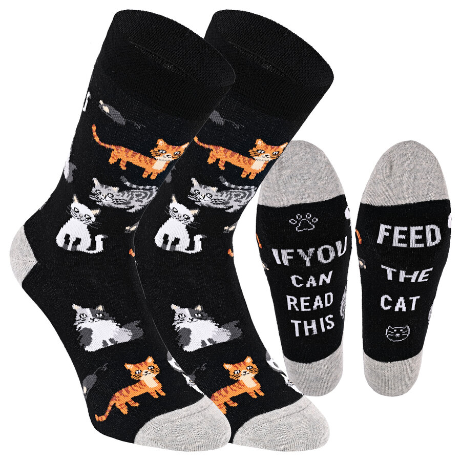 Motivsocken fütter die Katzen