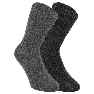 100% Wollsocken mit Alpakawolle anthrazit-grau-mix