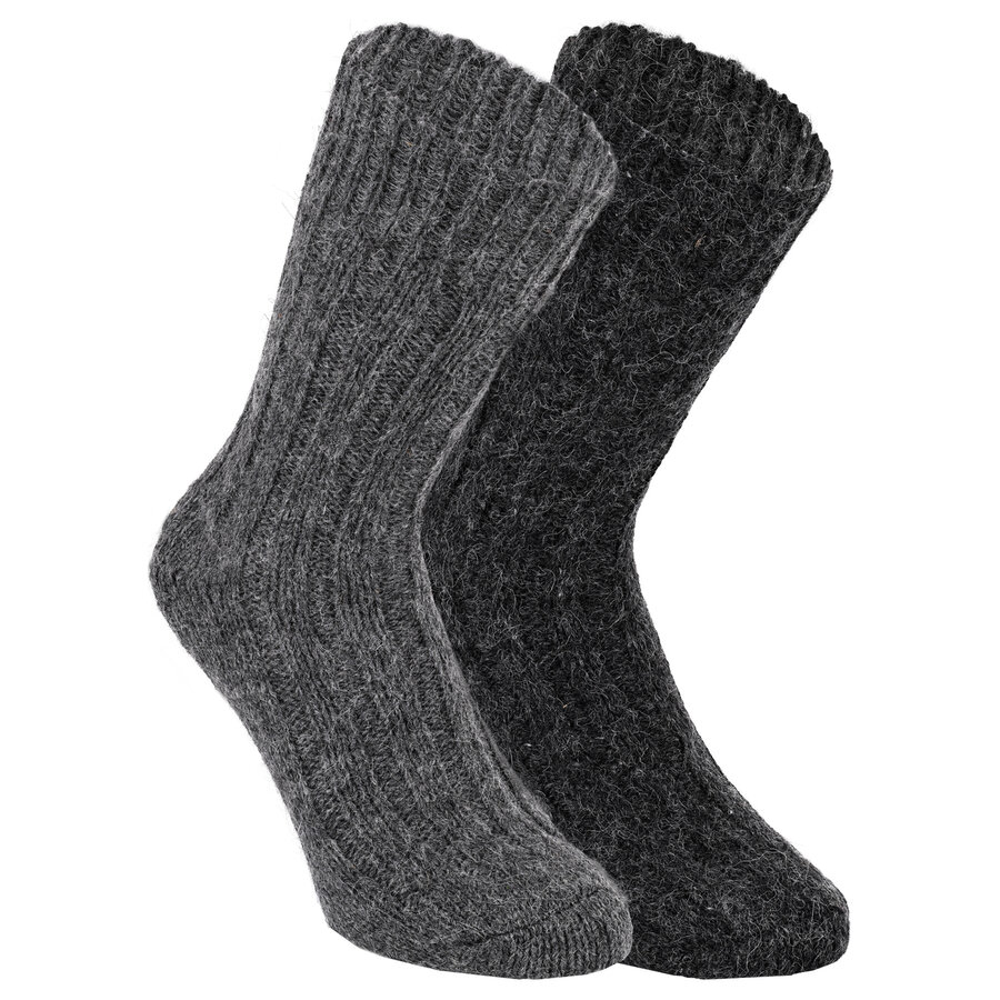 100% Wollsocken mit Alpakawolle anthrazit-grau-mix