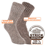 100% Wollsocken mit Alpakawolle braun-braun-mix - 2