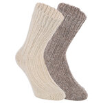 100% Wollsocken mit Alpakawolle wollweiß-braun-mix - 1
