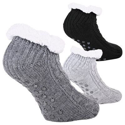 Damen-Sneaker-Hüttensocken ABS-Noppen Apollo multi-grau
