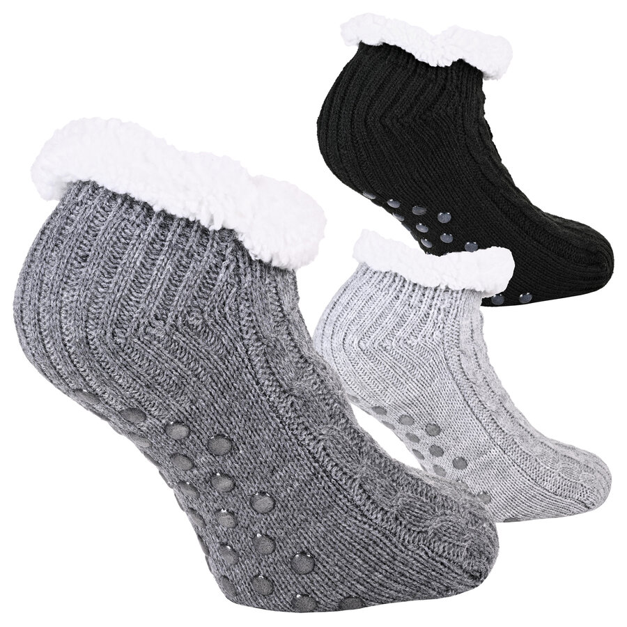Damen-Sneaker-Hüttensocken ABS-Noppen Apollo multi-grau