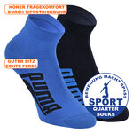 Puma Quarter Kurzsocken mit breitem Puma Schriftzug blau-marine-mix - 2