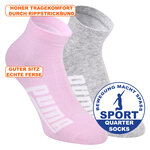 Puma Quarter Kurzsocken mit breitem Puma Schriftzug rosa-grau-melange-mix - 2