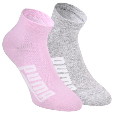 Puma Quarter Kurzsocken mit breitem Puma Schriftzug rosa-grau-melange-mix