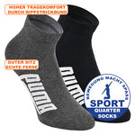 Puma Quarter Kurzsocken mit breitem Puma Schriftzug schwarz-grau-melange-mix - 2