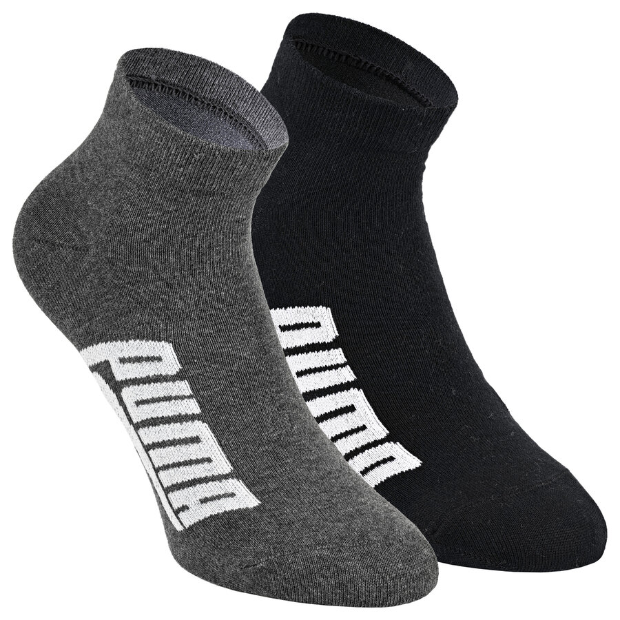 Puma Quarter Kurzsocken mit breitem Puma Schriftzug schwarz-grau-melange-mix