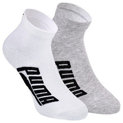 Puma Quarter Kurzsocken mit breitem Puma Schriftzug weiß-grau-melange-mix