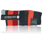 Herrensocken ohne Gummidruck Block-Streifen rot-orange - 2