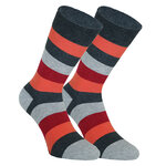 Herrensocken ohne Gummidruck Block-Streifen rot-orange - 1