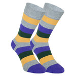 Herrensocken ohne Gummidruck Block-Streifen lila-gelb - 1