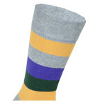 Herrensocken ohne Gummidruck Block-Streifen lila-gelb - 4
