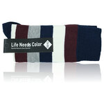 Herrensocken ohne Gummidruck Block-Streifen marine-bordeaux - 2