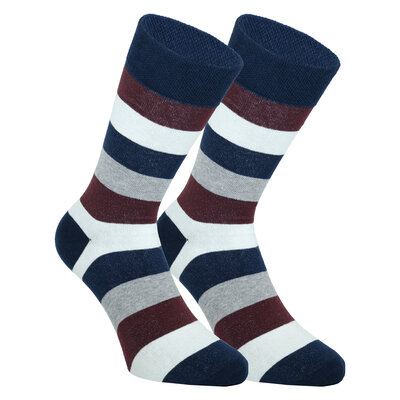 Trendy Herrensocken mit Block-Streifen ohne Gummidruck mit naturgesunder Baumwolle