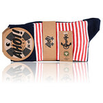 AHOI Maritim Socken GOTS Bio Baumwolle Ringel rot-weiß - 2