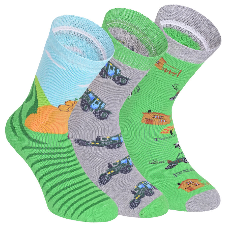 ABS Kinder-Socken Traktor-Landwirtschafts-Motive Vollfrottee Polsterung