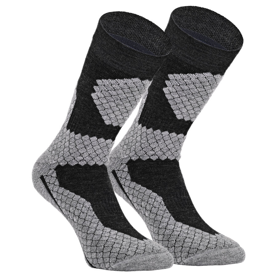 Trekking-Outdoorsocken Wolle Coolmax Made in Germany anthrazit-grau