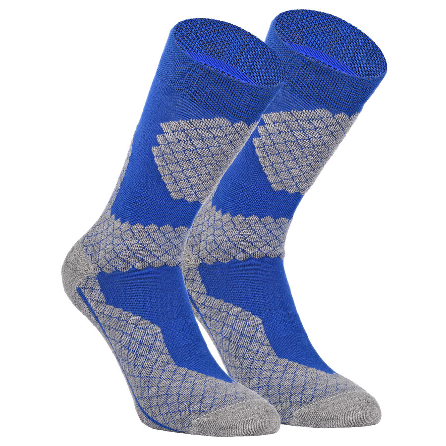 Trekking-Outdoorsocken Wolle Coolmax Made in Germany blau-grau - 13