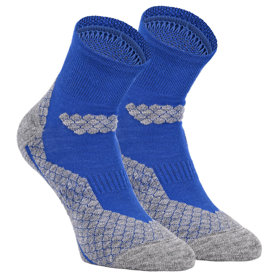 Trekking-Outdoor Kurzsocken Wolle Coolmax Made in Germany blau-grau