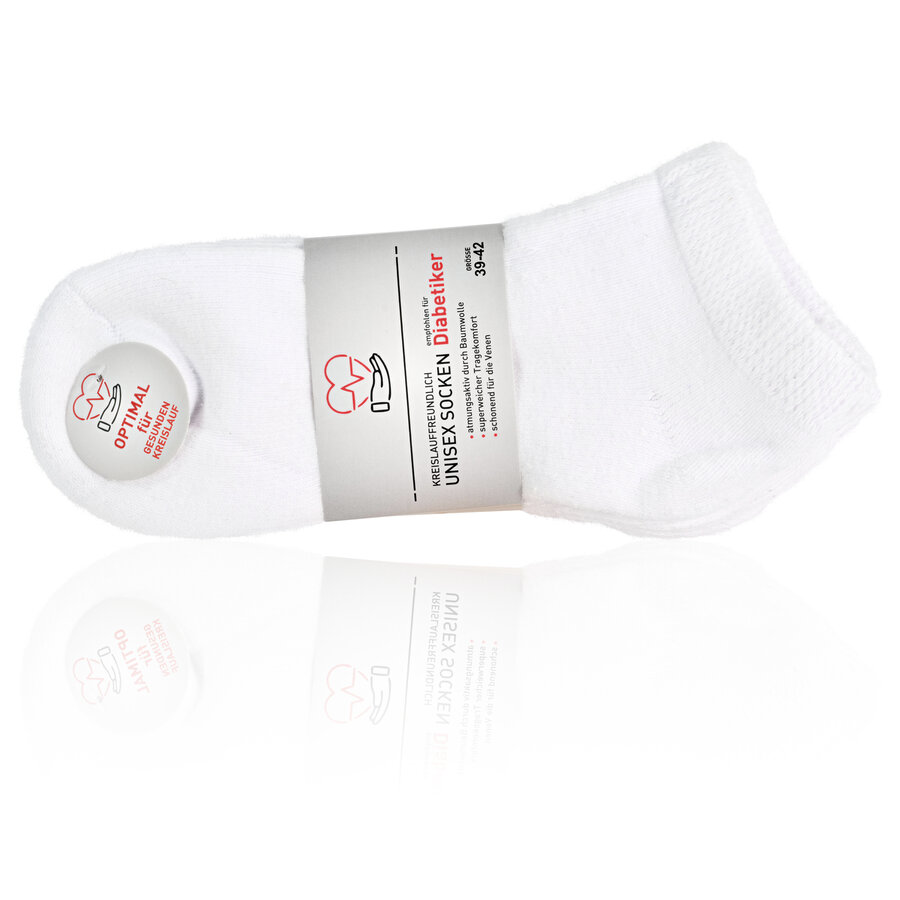 Diabetiker Sport-Sneakersocken ohne Gummidruck weiß - 2