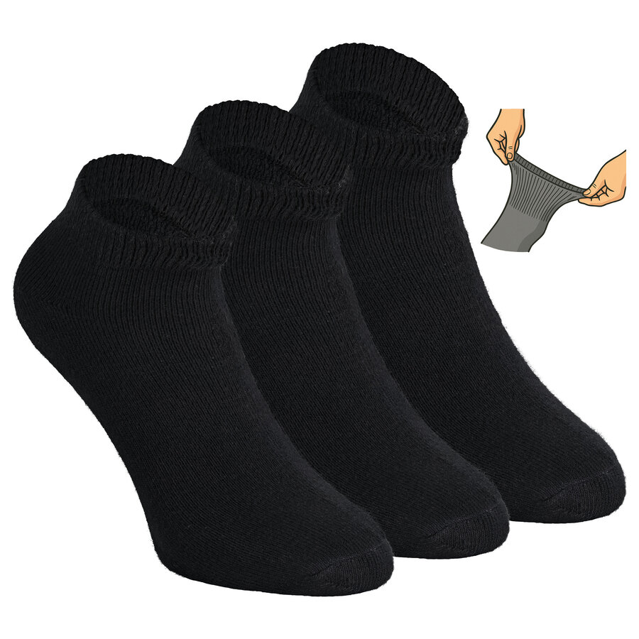 Diabetiker Sport-Sneakersocken ohne Gummidruck schwarz