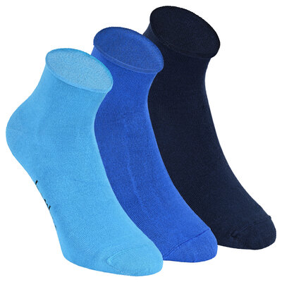Bambus-Kurzsocken Rollrand blau-mix