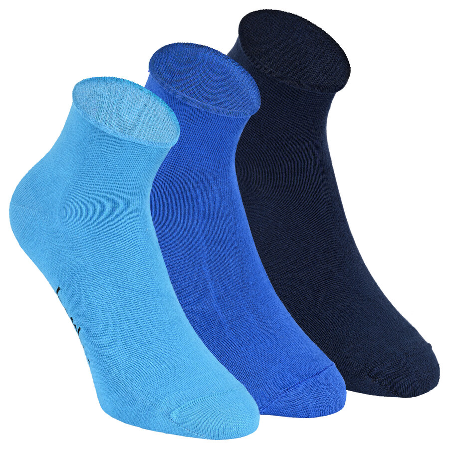 Bambus-Kurzsocken Rollrand blau-mix