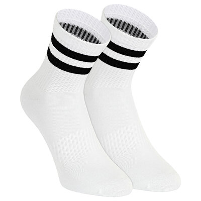 Bambus-Kurzsocken Crew Socks weiß schwarze Ringel