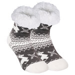 Damen Hüttensocken ABS Noppen Antonio Rentiere Kristalle grau-weiß - 1
