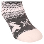 Damen Hüttensocken ABS Noppen Antonio Rentiere Kristalle grau-weiß - 18