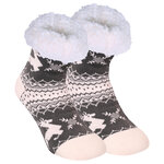 Damen Hüttensocken ABS Noppen Antonio Rentiere Kristalle grau-weiß - 16