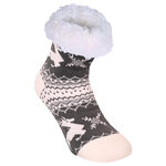Damen Hüttensocken ABS Noppen Antonio Rentiere Kristalle grau-weiß - 15