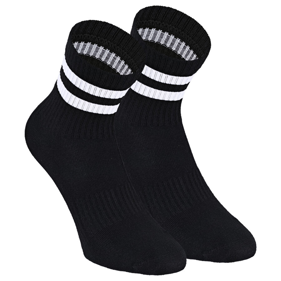 Bambus-Kurzsocken Crew Socks schwarz weiße Ringel