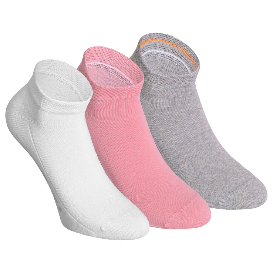 Sneakersocken ohne Gummidruck Camano pink grau weiß mix