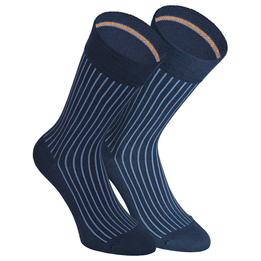 Herrensocken gestreift ohne Gummidruck Camano shadow stripes dark-saphire dunkelblau